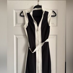 Elegant Black and White Sleeveless Dress